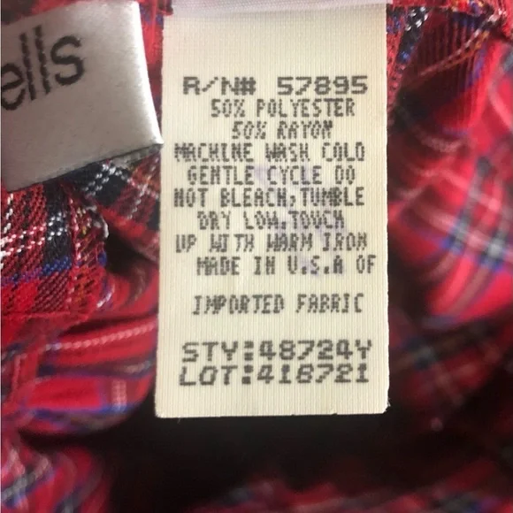 VTG Baxter & Wells Pleated Relaxed Tartan Plaid Red Bermuda Shorts 14 70’s - Picture 5 of 5